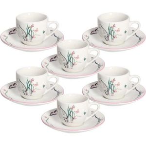 Set 6 cesti de cafea cu farfurie Moon Butterfly Ball, Andrea Fontebasso, 90 ml, portelan, multicolor imagine