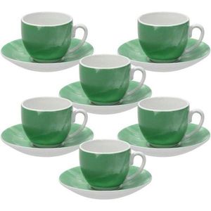 Set 6 cesti de cafea cu farfurie Sfera, Andrea Fontebasso, 120 ml, portelan, verde imagine