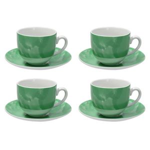 Set 4 cesti de cafea cu farfurie Sfera, Andrea Fontebasso, 250 ml, portelan, verde imagine