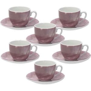 Set 6 cesti de cafea cu farfurie Sfera, Andrea Fontebasso, 120 ml, portelan, roz imagine