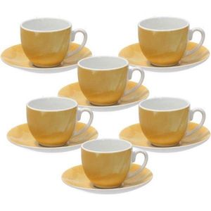 Set 6 cesti de cafea cu farfurie Sfera, Andrea Fontebasso, 120 ml, portelan, galben imagine