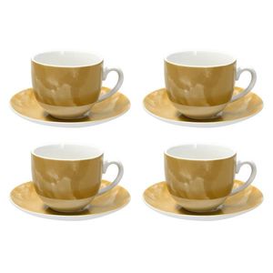 Set 4 cesti de cafea cu farfurie Sfera, Andrea Fontebasso, 250 ml, portelan, galben imagine