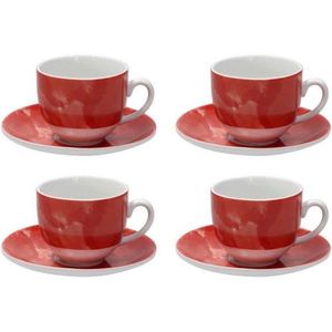 Set 4 cesti de cafea cu farfurie Sfera, Andrea Fontebasso, 250 ml, portelan, rosu imagine