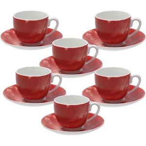 Set 6 cesti de cafea cu farfurie Sfera, Andrea Fontebasso, 120 ml, portelan, rosu imagine