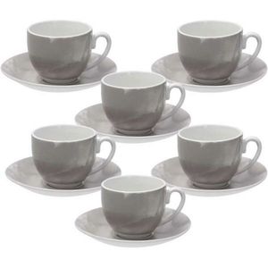 Set 6 cesti de cafea cu farfurie Sfera, Andrea Fontebasso, 120 ml, portelan, bej imagine