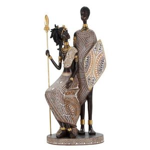 Statueta decorativa Tribal Masai Family, Mauro Ferretti, 16x11.5x38 cm, polirasina, multicolor imagine
