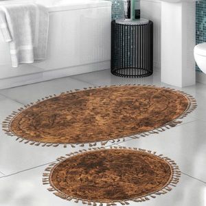 Set covorase de baie 2 piese, Alanur Home, COTTONKT000531, Bumbac, Maro imagine
