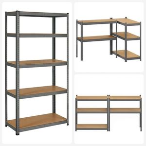 Raft modular pentru depozitare Songmics, 90x40x180 cm, 875 kg, MDF/otel, gri/maro imagine