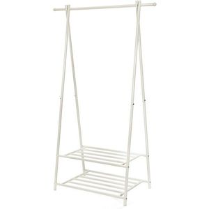 Suport pentru haine Songmics, 87.5x41x155 cm, max 65 kg, fier, alb imagine