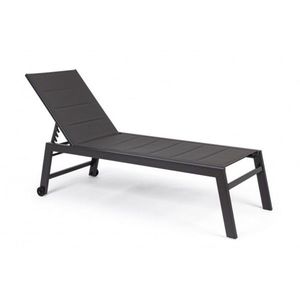 Sezlong cu roti Hilde, Bizzotto, 200 x 65 x 102 cm, aluminiu/textilena, gri carbune imagine