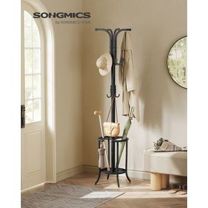 Cuier cu suport de umbrele Tree, Songmics, 40x40x175 cm, max 15 kg. otel, negru imagine