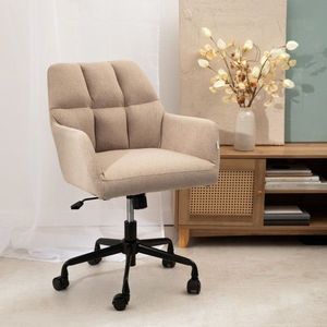 Scaun de birou rotativ Seensa, 67x58x81-89 cm, metal/poliester, bej deschis imagine