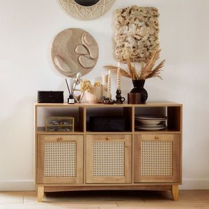 Comoda Notto, Homla, 110x35x72 cm, MDF/ratan, natur imagine