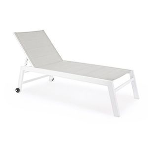 Sezlong cu roti Hilde, Bizzotto, 200 x 65 x 102 cm, aluminiu/textilena, alb imagine