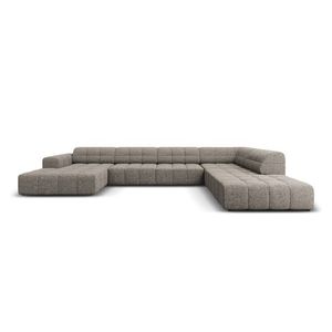Coltar panoramic dreapta 7 locuri, Jennifer-140, Micadoni Home, 364x262x70 cm, tesatura chenille din poliester, gri imagine