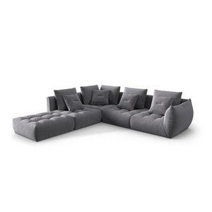 Coltar modular stanga 4 locuri, Bloom-184, Micadoni Home, 316x310x95 cm, catifea, gri imagine