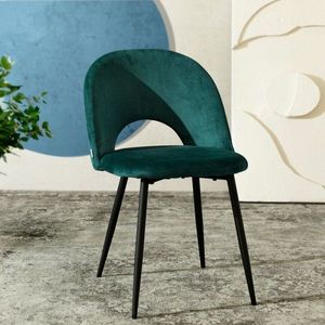 Scaun Tercio, Homla, 55x47x77 cm, metal/catifea din poliester, verde imagine