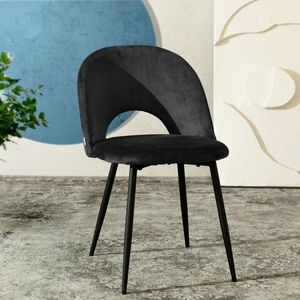 Scaun Tercio, Homla, 55x47x77 cm, metal/catifea din poliester, negru imagine