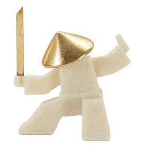 Statueta / figurina decorativa Samurai Oda Quarzy -A, Mauro Ferretti, 17x7.5x18.5 cm, polirasina/metal, alb/auriu imagine