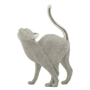 Statueta / figurina decorativa Cat Sparky, Mauro Ferretti, 17.5x9x26 cm, polirasina, argintiu imagine