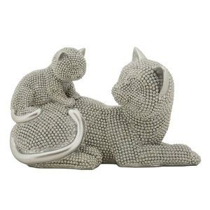 Statueta / figurina decorativa Cat Sparky With Kid, Mauro Ferretti, 19x9x13 cm, polirasina, argintiu imagine