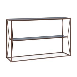 Consola Hydra Coin, Bizzotto, 120x32x75 cm, otel/sticla temperata, maro coin imagine
