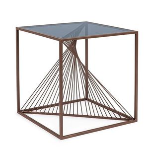 Masuta de cafea Espiral Coin, Bizzotto, 48x48x51 cm, otel/sticla temperata, maro coin imagine