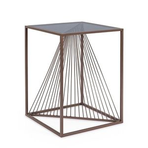 Masuta de cafea Espiral Coin, Bizzotto, 40x40x56 cm, otel/sticla temperata, maro coin imagine