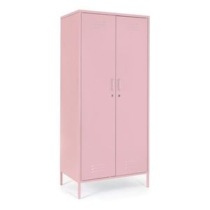 Dulap cu 2 usi Cambridge, Bizzotto, 2 rafturi reglabile, 80x50x185 cm, otel, roz pastel imagine