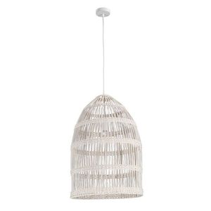 Lustra Praia, Bizzotto, D45x67 cm, 1 x E27, 40W, metal/ratan, alb imagine