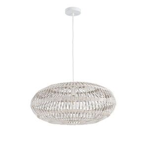 Lustra Praia, Bizzotto, D61x27.5 cm, 1 x E27, 40W, metal/ratan, alb imagine