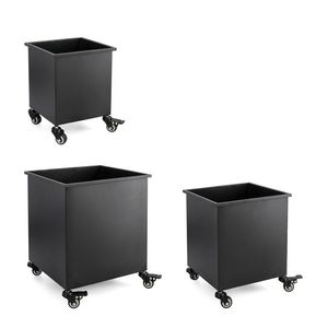 Set 3 suporturi de ghivece pentru exterior Square, Bizzotto, 35x35x42 cm, otel laminat la rece, negru imagine