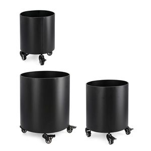 Set 3 suporturi de ghivece pentru exterior Haik, Bizzotto, D35x42 cm, otel laminat la rece, negru imagine