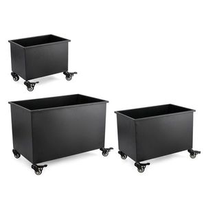 Set 3 suporturi de ghivece pentru exterior Haik, Bizzotto, 52x32x37 cm, otel laminat la rece, negru imagine