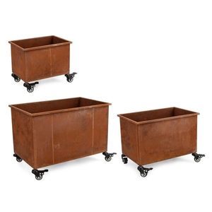 Set 3 suporturi de ghivece pentru exterior Haik, Bizzotto, 52x32x37 cm, otel oxidat natural, aramiu imagine