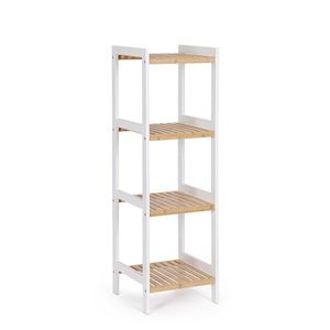 Etajera cu 4 rafturi Brooklyn, Bizzotto, 34x33x110 cm, bambus/MDF, natural/alb imagine