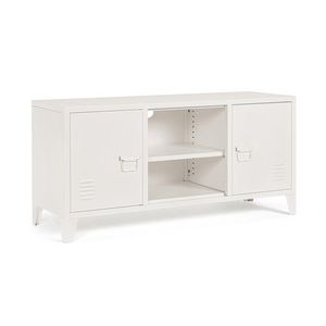 Comoda TV Cambridge, Bizzotto, 1 raft reglabil, 120.5x40x58.5 cm, otel, crem imagine