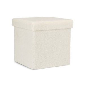 Taburet cu spatiu de depozitare Joris, Bizzotto, 38x38x38 cm, poliester Boucle, alb imagine