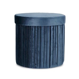 Taburet cu spatiu de depozitare Jocelyn, Bizzotto, 38x38x38 cm, MDF/catifea, albastru imagine