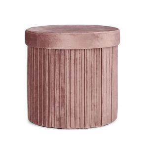Taburet cu spatiu de depozitare Jocelyn, Bizzotto, 38x38x38 cm, MDF/catifea, roz antic imagine