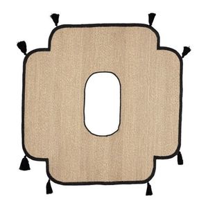 Covor Hue, Bizzotto, 134x138 cm, zambila de apa impletita, lucrat manual, natural/negru imagine