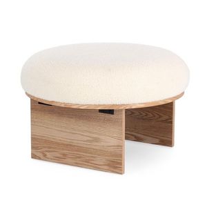 Taburet Annuska, Bizzotto, D61x38.5 cm, MDF/poliester cu efect de lana, alb imagine