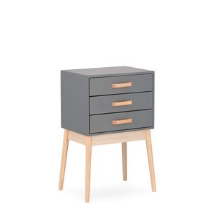 Comoda cu 3 sertare Ordinary, Bizzotto, 43x30x68 cm, lemn de pin/paulownia, gri imagine