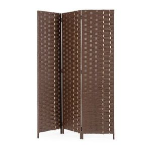 Paravan decorativ / despartitor camera Jalila, Bizzotto, 135x180 cm, hartie/paie/lemn de plop, maro imagine