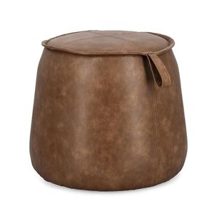 Taburet Rudina, Bizzotto, D52x44 cm, MDF/piele ecologica, maro coniac imagine