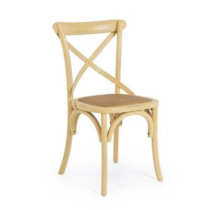 Scaun Cross, Bizzotto, 50.5x52x87 cm, lemn de ulm/ratan, ocru imagine