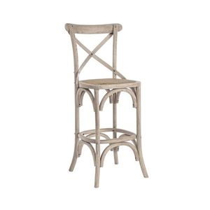 Scaun de bar Cross, Bizzotto, 50x52x118 cm, lemn de ulm/ratan, gri deschis imagine