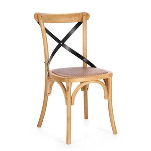 Scaun Cross, Bizzotto, 50.5x52x87 cm, lemn de ulm/otel/ratan, natural deschis imagine