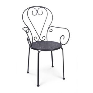 Scaun pentru gradina Etienne, Bizzotto, 49x49x89 cm, otel, invelis e-coating, finisaj mat, gri carbune imagine