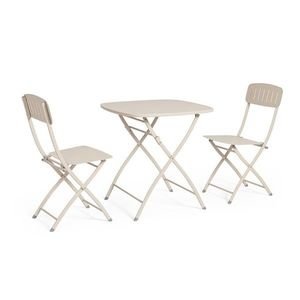 Set mobilier de gradina/terasa 3 piese, masa si scaune pliabile Yvonne, Bizzotto, 70x70x72 cm/44x50x85 cm, otel, invelis e-coating, finisaj mat, sampanie imagine